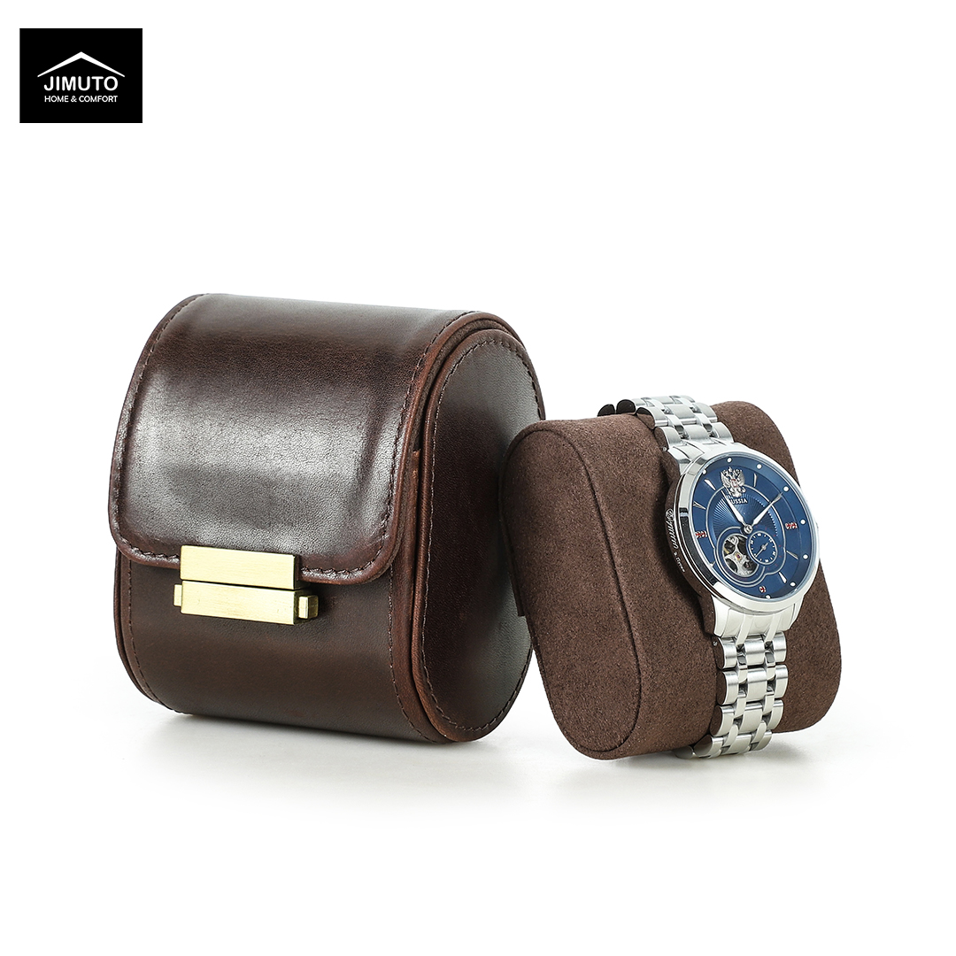 （Handcrafted Full-Grain Leather Portable Single-Watch Case | Unisex | JIMUTO JW-NN）
